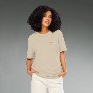 Courage by Jayne | Organic Ribbed Neck T-Shirt Unisex - Dark Yarn
