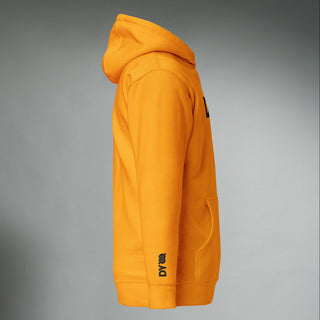 Unisex Dark Yarn premium hoodie with hood and gold team logo on the front, made from soft, comfortable fabric.