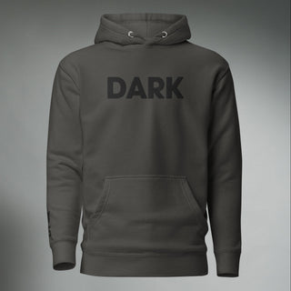 Dark Yarn unisex black hoodie with hood and front pocket, premium vintage pullover sweatshirt for casual wear