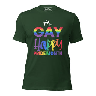 Hi Gay Happy Pride | Graphic Dream Tee - Dark Yarn