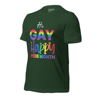 Hi Gay Happy Pride | Graphic Dream Tee - Dark Yarn