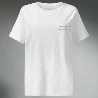 Courage By Jayne | Women’s Organic Ribbed Neck T-Shirt - Dark Yarn
