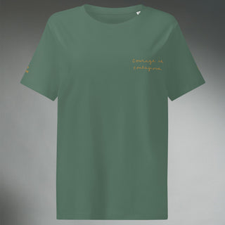 Courage By Jayne | Women’s Organic Ribbed Neck T-Shirt - Dark Yarn