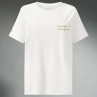 Courage By Jayne | Women’s Organic Ribbed Neck T-Shirt - Dark Yarn