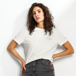 Courage By Jayne | Women’s Organic Ribbed Neck T-Shirt - Dark Yarn